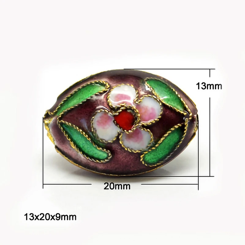 Wholesale handmade Cloisonne 20x13mm flat oval loose bead metal beads in assorted colors for jewelry making