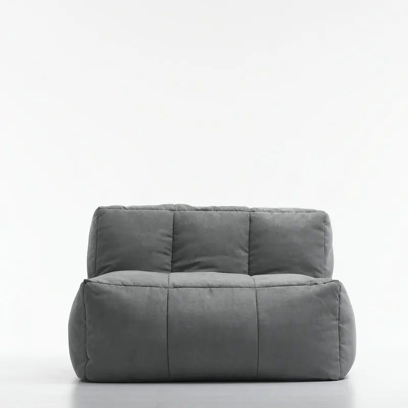 Sofa bed without armrests Suede bean bag sofa bed, living room beanbag 3 people seat