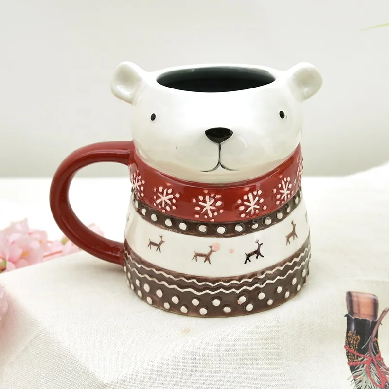 Wholesale 3d mug Snowman Ceramic  Porcelain christmas mugs ceramic 3d mug in santa design