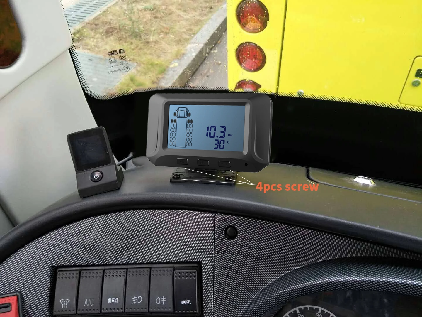 Mining truck 6 wheel 200psi 11.8mm 12mm external tpms wireless tire pressure monitoring system for big otr truck tire