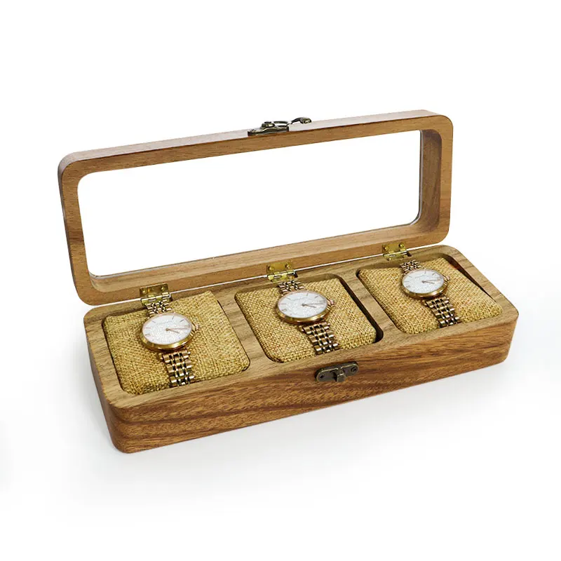 Gift display pillow storage case empty custom luxury wooden ladies collection watch and bracelet box
