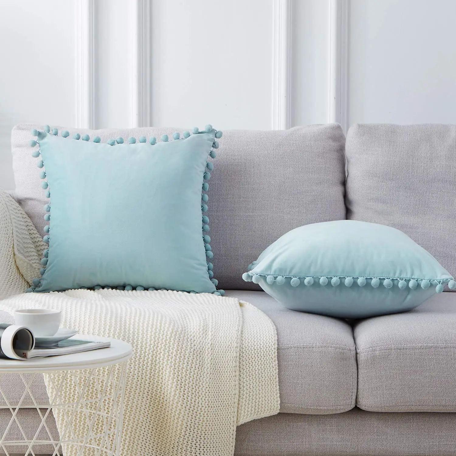 New Living Series Blue Color Velvet Fabric Decorative Throw Pillow Case Cushion Cover