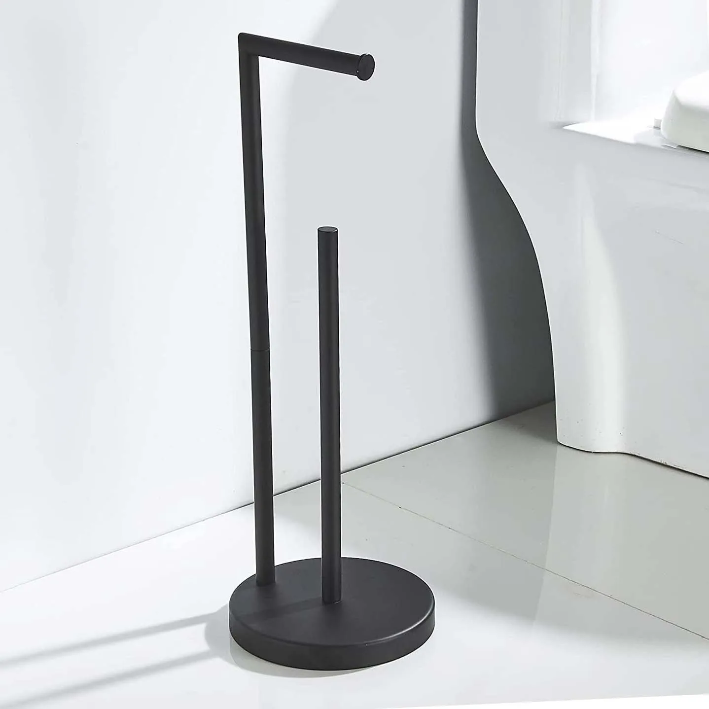 Free Standing Bathroom Toilet Paper Holder Stand With Reserve Area Has Enough Space For Jumbo Roll