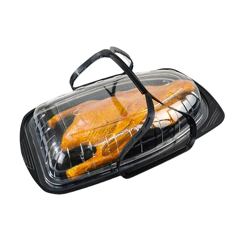 Disposable chicken roaster fresh whole food packaging for large-capacity turkeys anti-fog breathable perforated container