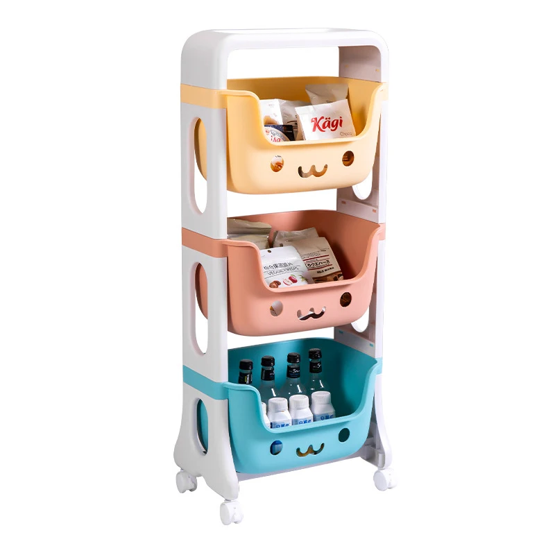 Smart-Furn Toy Storage cabinet Rack for kid boy teddler Home bedroom trolley plastic Shelf bedside Snack organizer Multi-layer