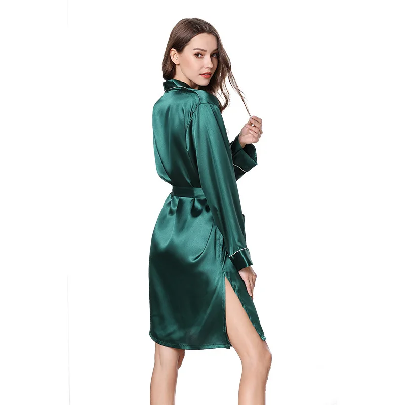 Silk Robes Women Long Bath Robe Bridesmaid Bride Party Satin Robes Cardigan Top Outwear Solid Dressing Gown