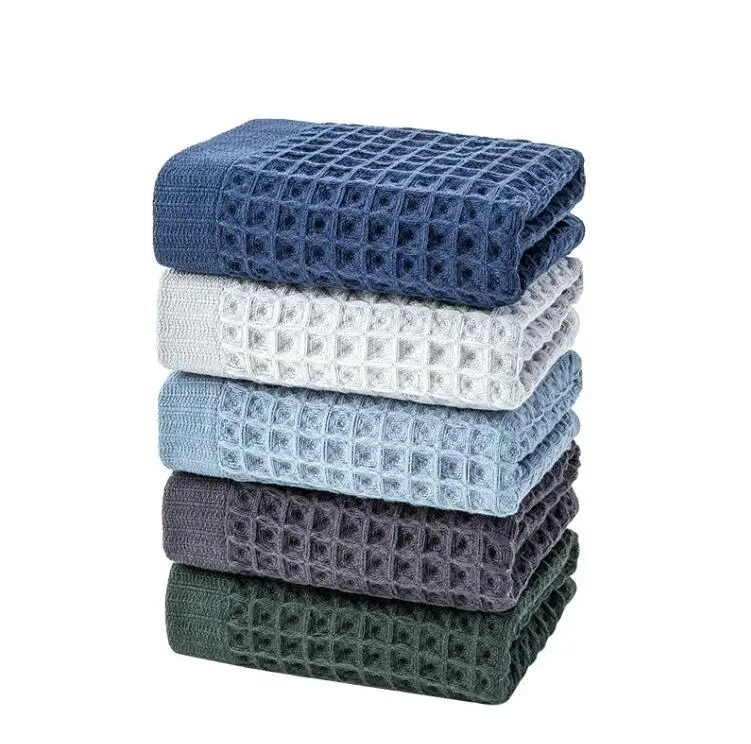 Silver Ion Fiber Cotton Antibacterial Face Hand Bath Waffle Towels Set Custom Logo Drying Technique Manufactured By Factory