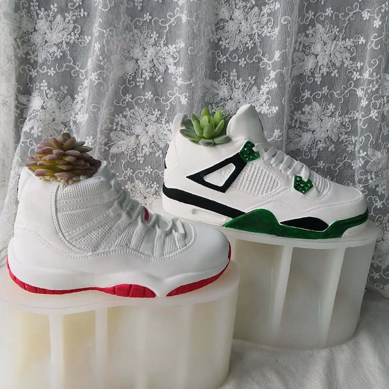 J153 hot selling New Design Concrete Home Decoration Garden Pot Making Mould Large Size Cement Planter Sneaker Silicone Pot Mold