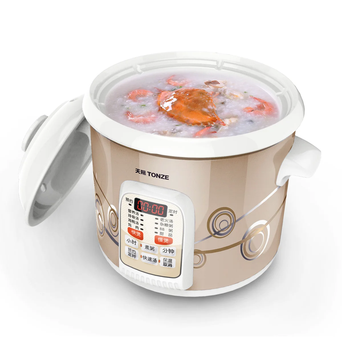 TONZE Small Kitchen Appliances Chinese Porcelain Liner Chicken Soup Customized Sausepan Slow Cooker
