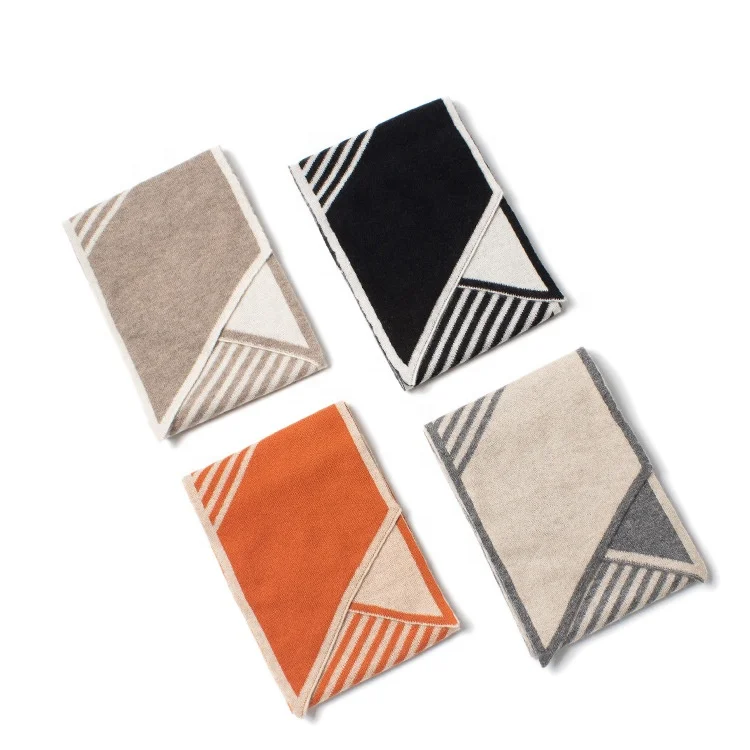 multicolor stripe knit women cashmere scarf custom winter fashion soft ladies cashmere scarves shawl