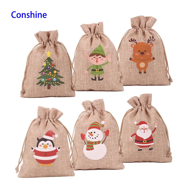 Promotion Small Burlap Fabric Gift Wrap Lightweight Gift Bags For Guest Party Weeding Birthday Christmas Santa Sack