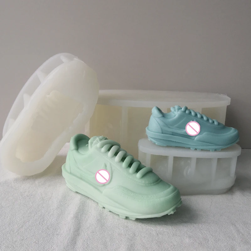 J144 Hot Sell Home Decoration 18CM 3D High Top Basketball Shoes Resin Mould Custom Large Sneakers Silicone Mold