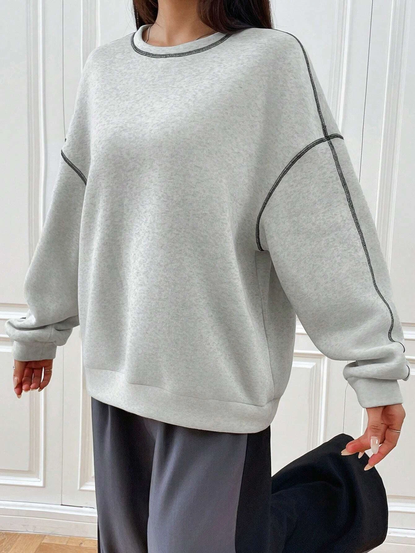 OEM Custom Design Logo High Quality Oversize French Terry Long Sleeves Drop Shoulder Hoodies For Women