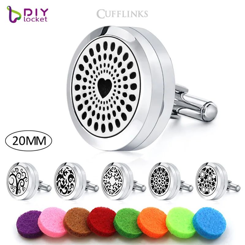 
1Pair 20mm Stainless Steel Aromatherapy Diffuser Locket Wholesale Cufflinks, Accept customization CG105-156 