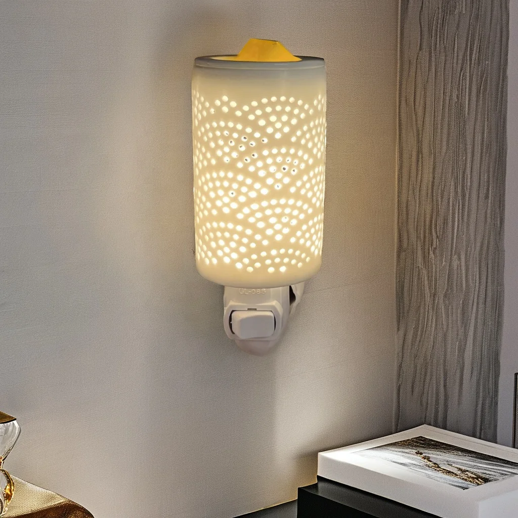 Plug-able Elegant Harmony Ceramic Electric Nightlight Diffuser Fragrance Warmer for Aromatic Oil Wax Plug-In Scented Warmer