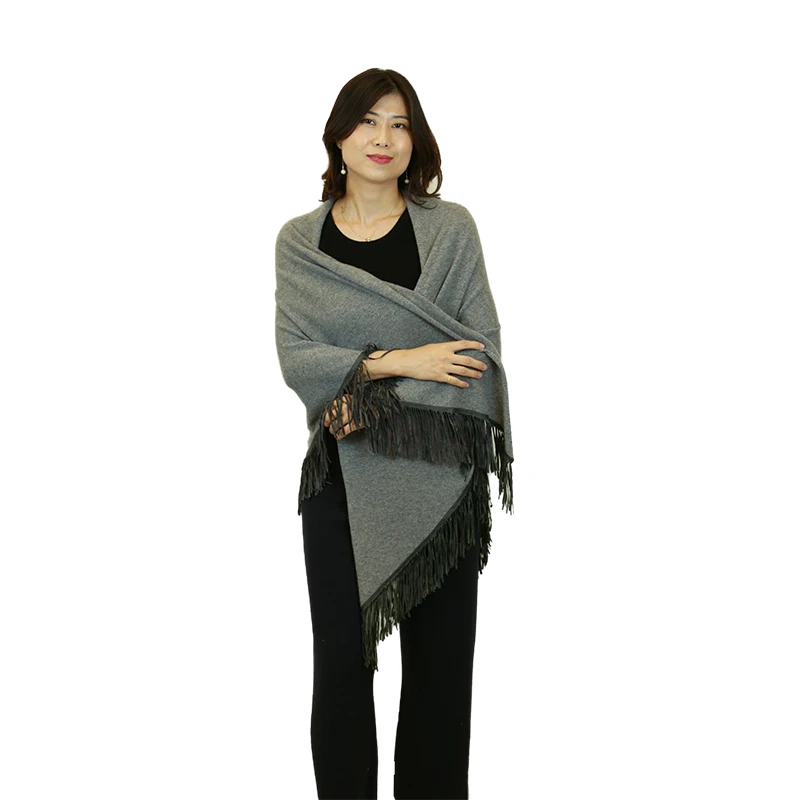 
Manufacture Solid Color Fashion Lady Warm Long Pure Cashmere Shawl With Tassels 