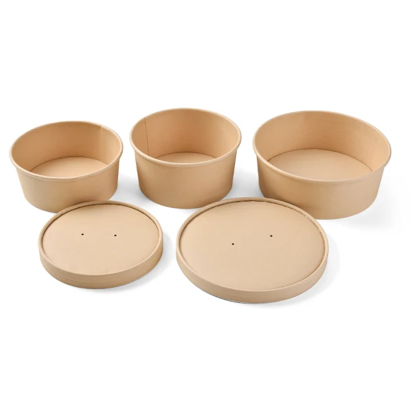 biodegradable kraft and take away Bamboo Disposable salad  Bowls with Clear PET lid