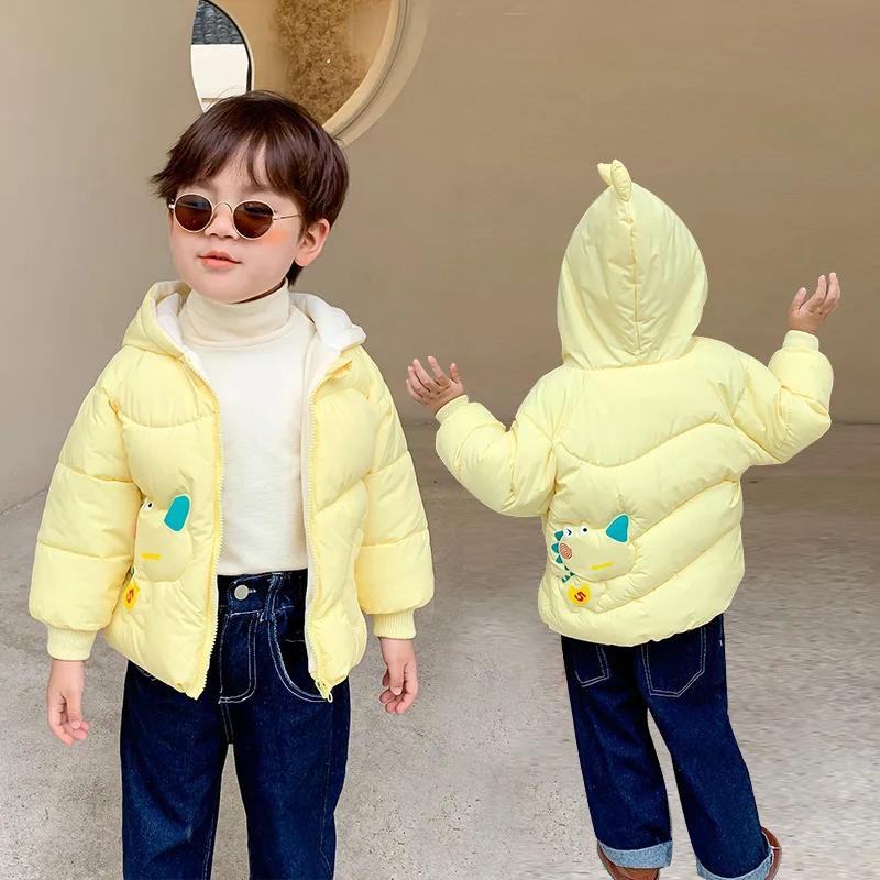 Cute Hooded Kids Baby Quilted Winter Puffer Jacket Toddler Girls Boys Bubble Dinosaur Coat Jacket for Kids