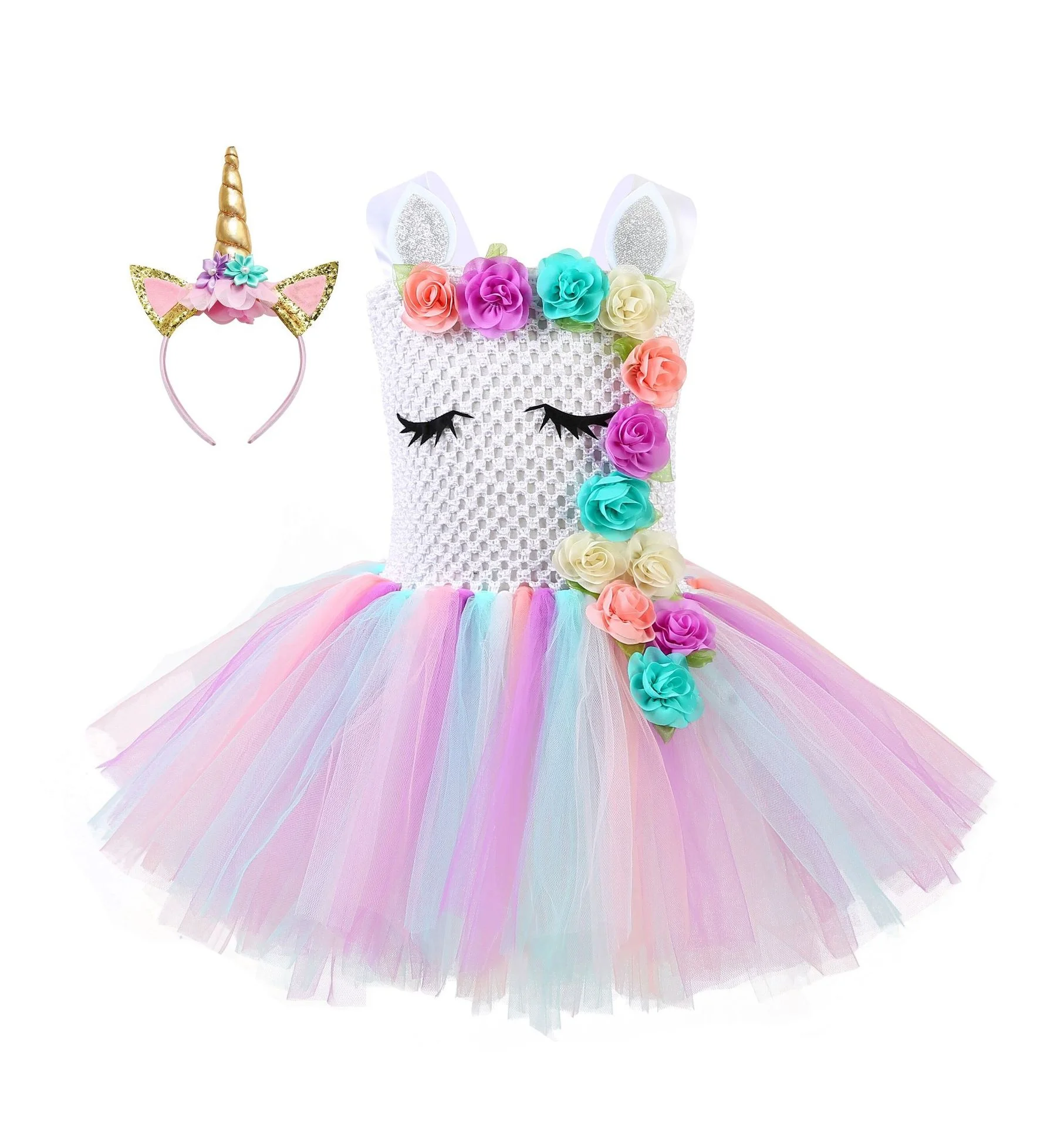 
Kids Birthday Gift Unicorn Dance Fluffy Tulle Dress Costume Cosplay Party Little Girls Unicorn Ballet Tutu Skirt Flower Dress 
