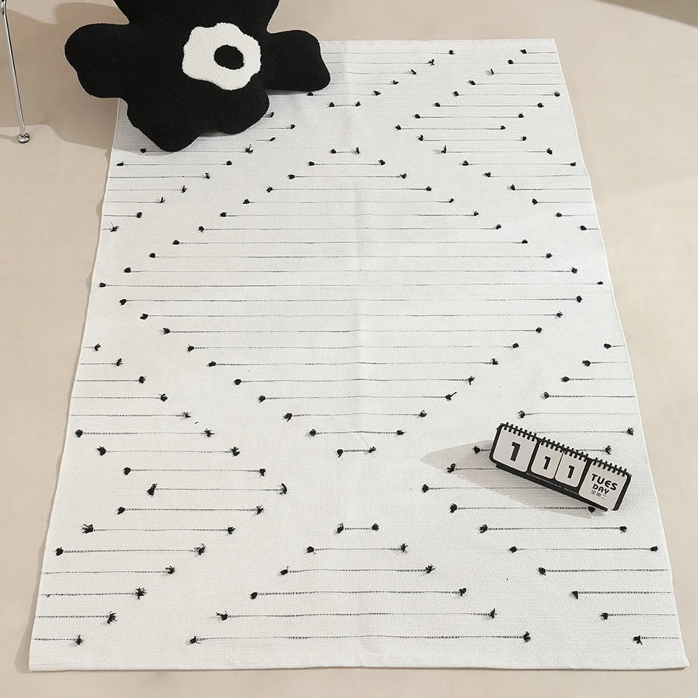 Hot Selling Modern Indoor Decor Woven Accept Washable Simple Living Room Floor Carpets And Rugs With Tassel