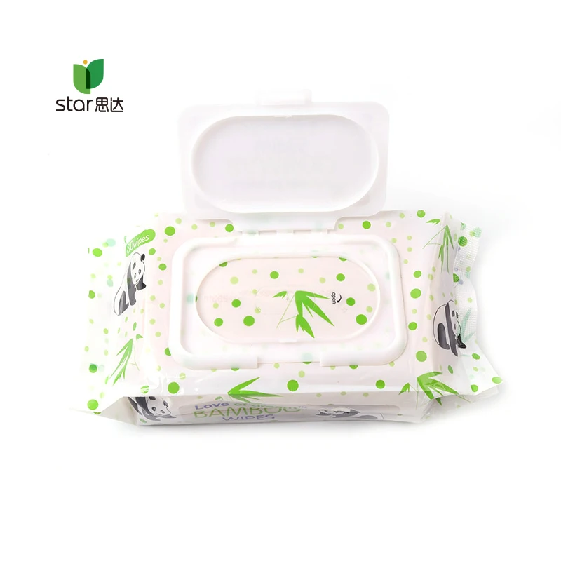 Custom wet wipes in bamboo Natural Alcohol Free Bamboo Disposable Hand Mouth baby bamboo wet wipes