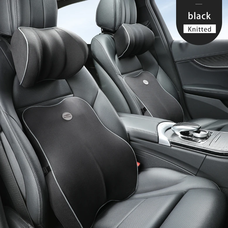 Memory Foam Ergonomic Car Back Support Cushion & Car Headrest Seat Pillow Set Car Head Rest Neck Pillow Lumbar Support Pillow