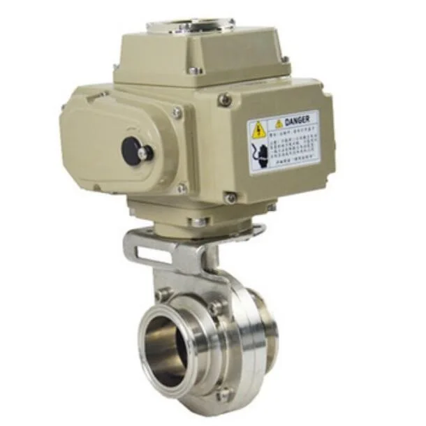316L Stainless Steel Smart Motorized Electric Motor Operated Food Sanitary Grade Inox Tri Clamp Butterfly Valve