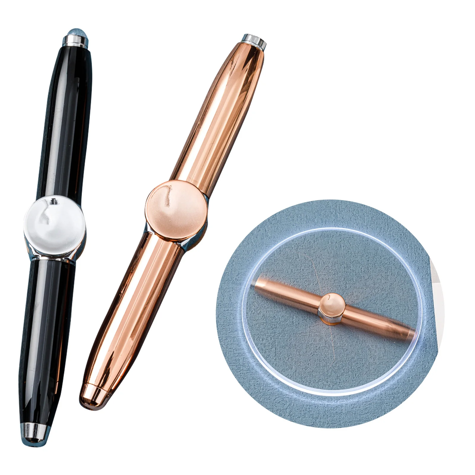 Шариковые ручки с логотипом на заказ ручная креативная Вращающаяся ручка вращающаяся металлическая светодиодная ручка-Спиннер подсветкой