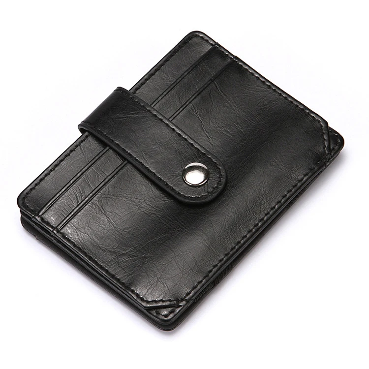 cheap leather magic wallet with button for men