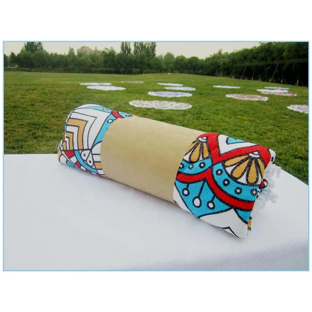 Personalized Quick Dry Microfiber Sand Free Circle Beach Towel Custom Printing Round Tassel Beach Towel