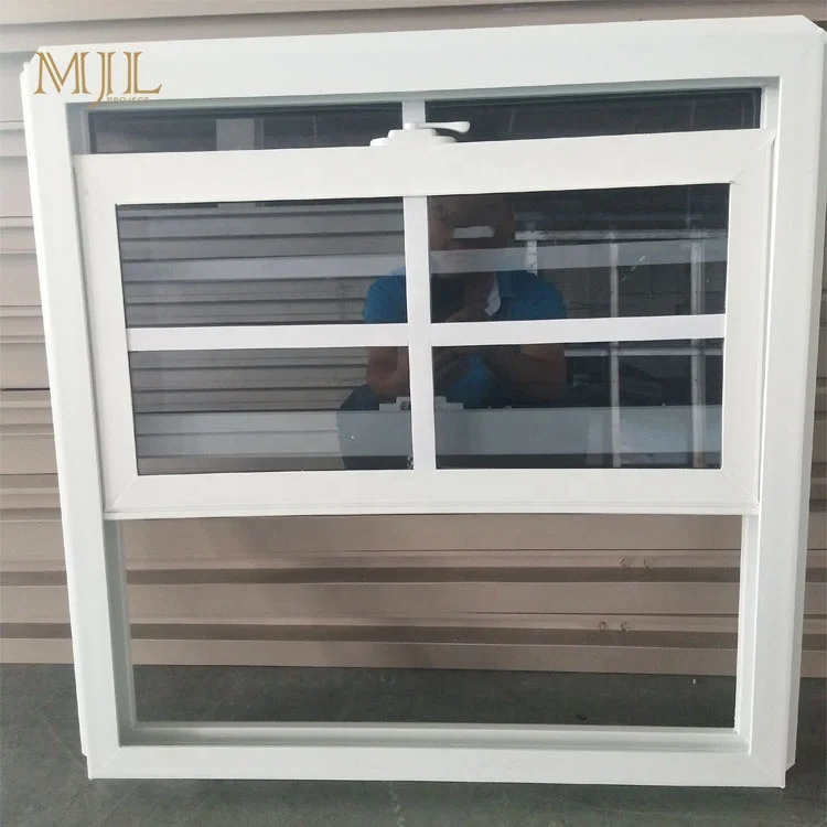 High Quality Double Lowe Glass UPVC Windows Grill Energy-Saving Single Hung Window PVC