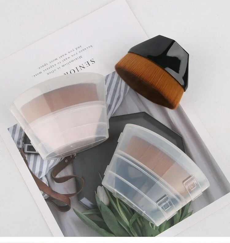 Wholesale Top Cosmetic Flat Brush Bamboo Fiber Hair Single Kabuki No Trace Foundation Brush For Makeup