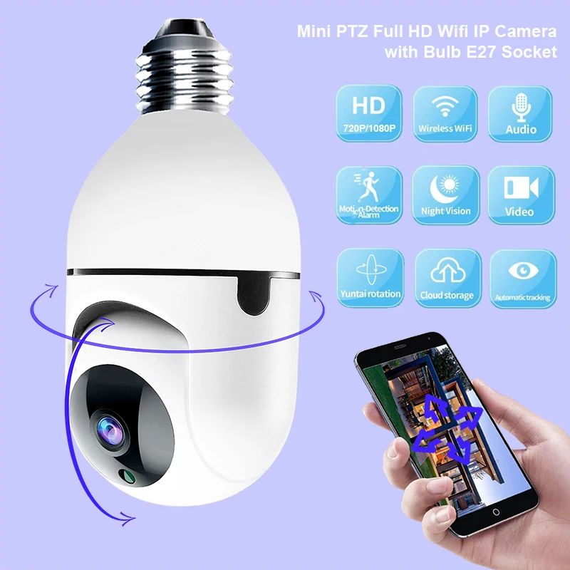 YI IOT 1080P Крытый патрон E27 для системы видеонаблюдения Ip-сеть Bombillo Foco ночное видение шпион 360 камера Wifi Ptz