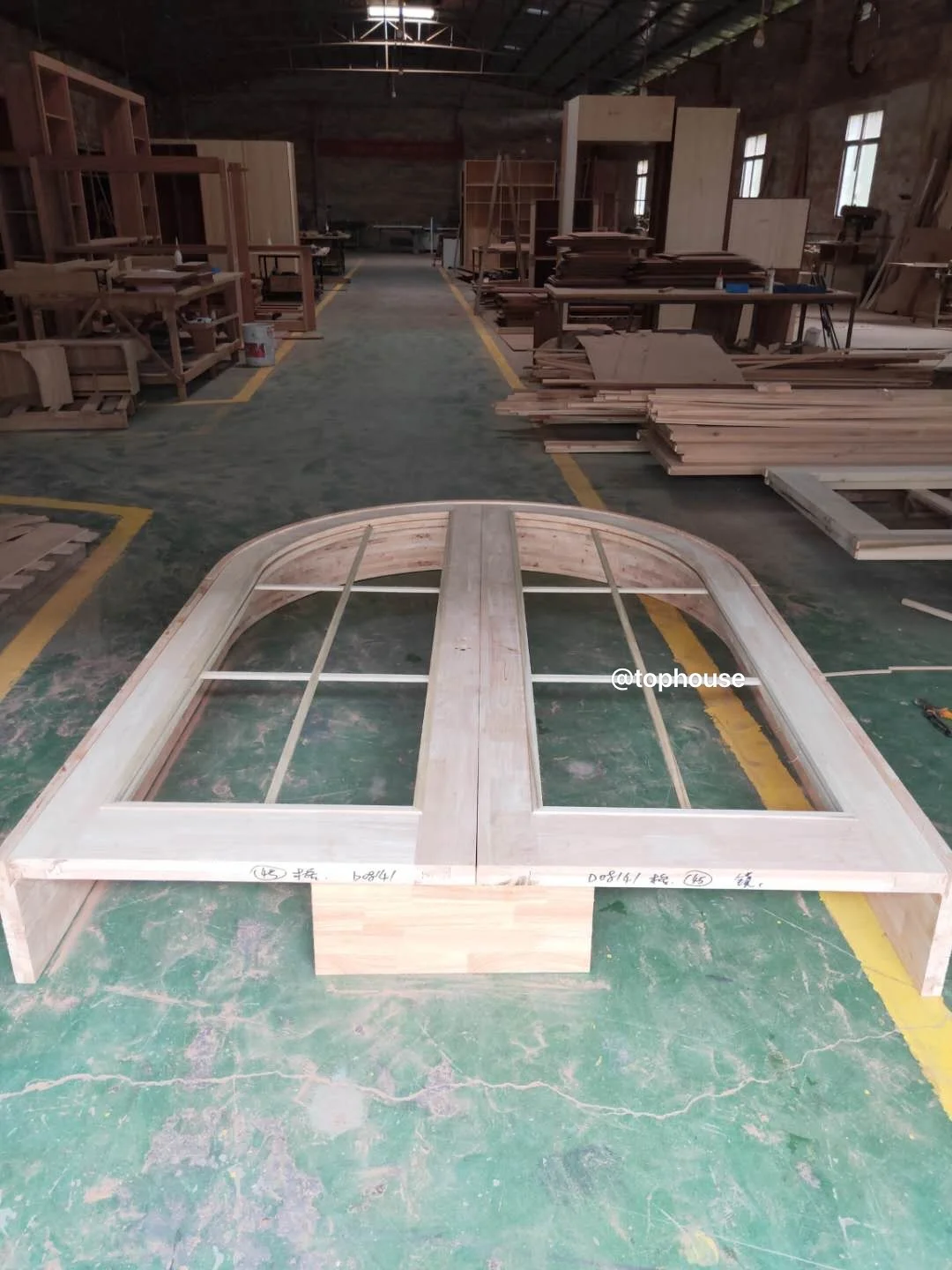 
white arched french double front door 