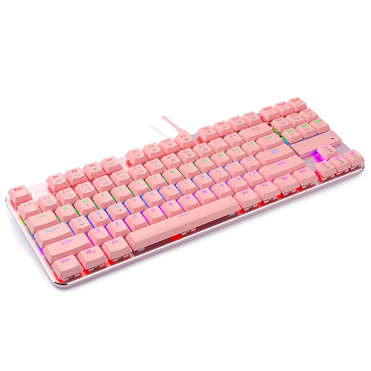 Custom Girl Gaming Game Keyboards Pink Wired 80% Slim Mechanical Keyboard LED RGB Gaming Mechanical Keyboard