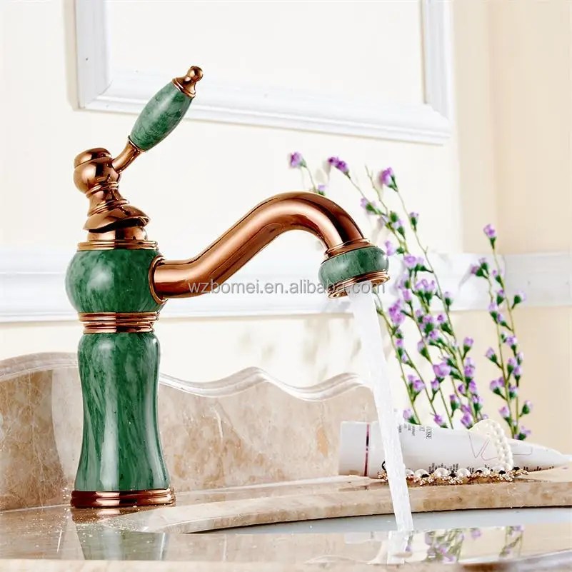 OEM Free Spare Parts Jade Deck Mounted Vessel Sink Basin Luxury Bathroom Faucet