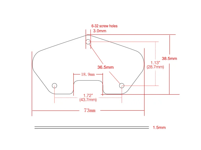 6-32 US Standard Screw Holes Tele Electric Guitar Pickup Baseplate with Copper Plated Steel Material