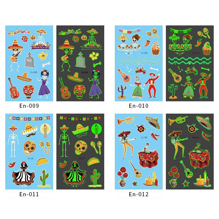 Shantou Water Transfer Temporary Fluorescence & Luminous Body Art Tattoo Sticker For Halloween Party