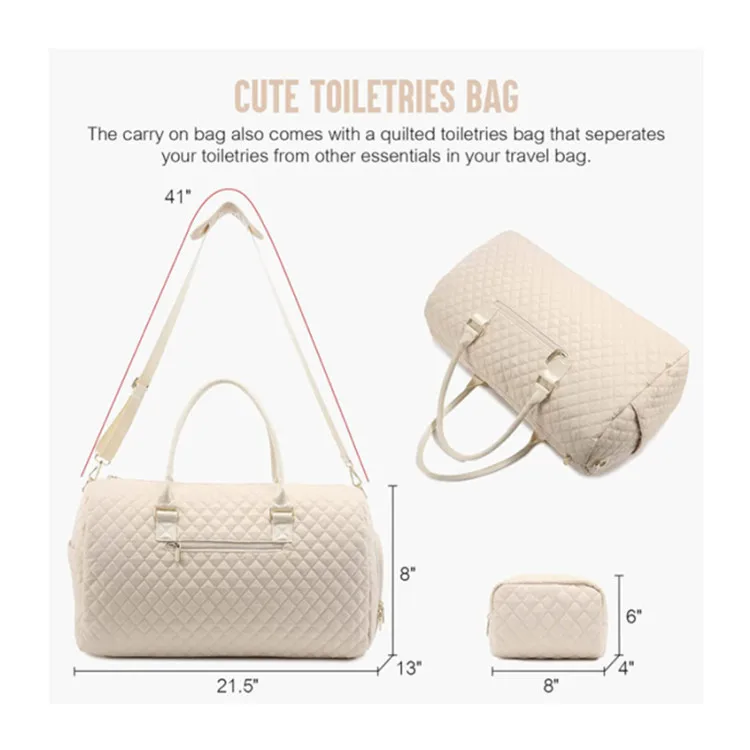 Women Luxury Travel Tote Bag Set Quilted Duffle Weekend Bags Waterproof Custom Canvas Luggage Travel Bag
