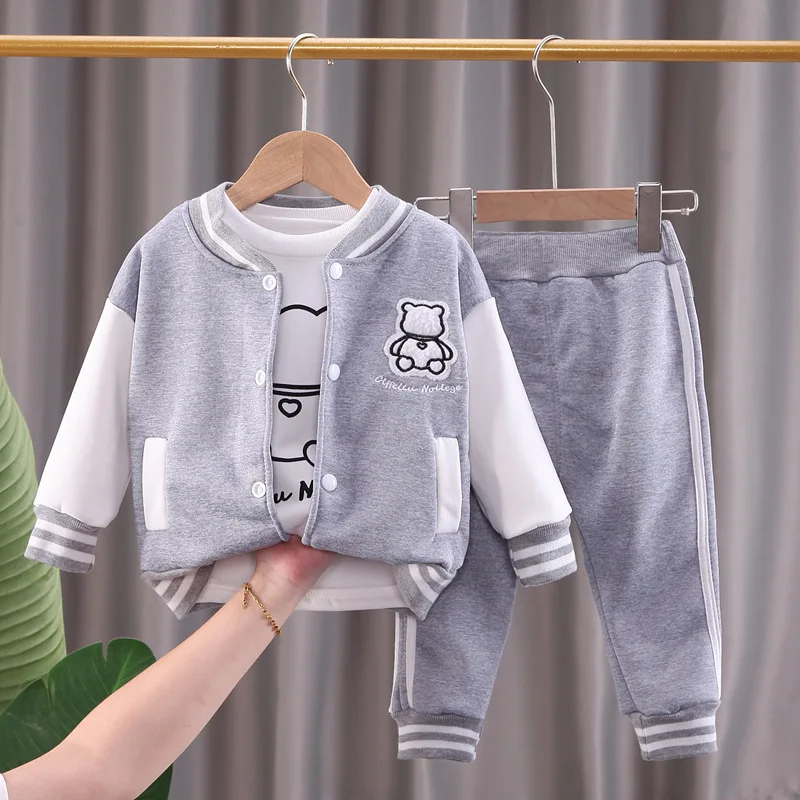 Hot selling 3 pieces sports set boys fashion fall clothes cartoon