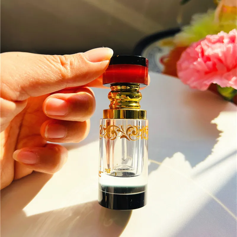 Wholesale Cylinder Shape Mini Arabic Perfume Oil Fragrance Empty Crystal Attar Bottle 3ml