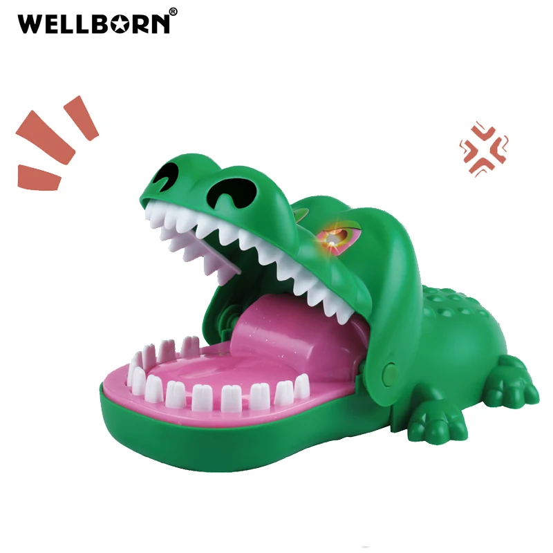 Dinosaur Dentist Classic Bite Finger Game Dino Toy Funny Family Party Tabletop Board Game with LED Light and Sound