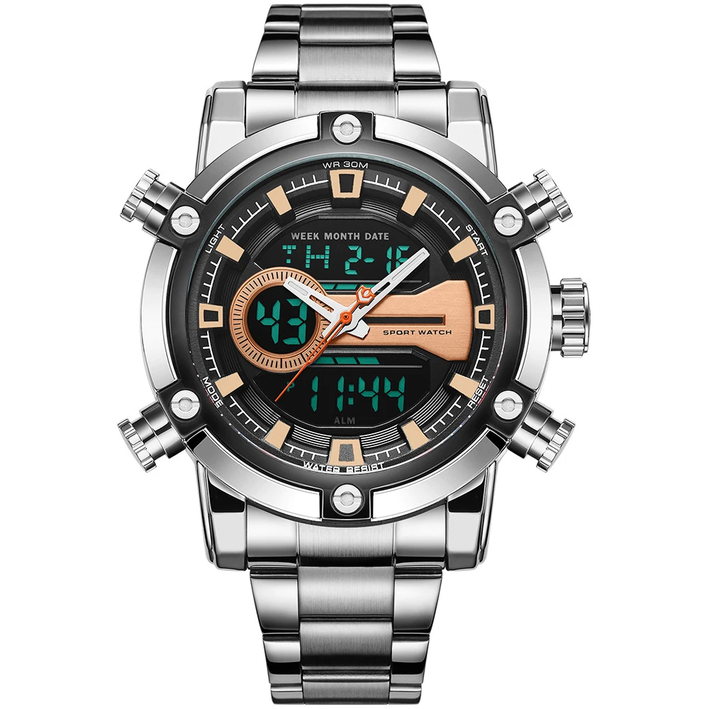 Men Watches Waterproof Sport Style Wristwatch Dual Display Male Watch For Men Clock