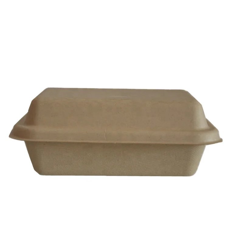 
disposable biodegradable paper pulp takeaway fast food packaging box 