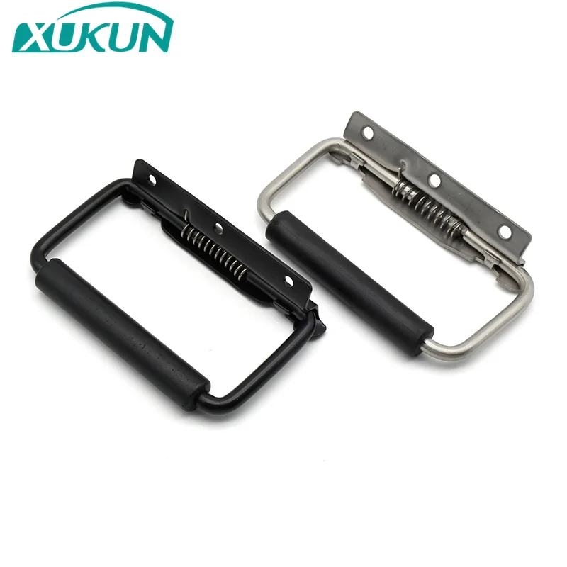 XK606 Industrial Handle Carbon steel rubber spring rebound handle 90 degree folding handle for cabint/toolbox