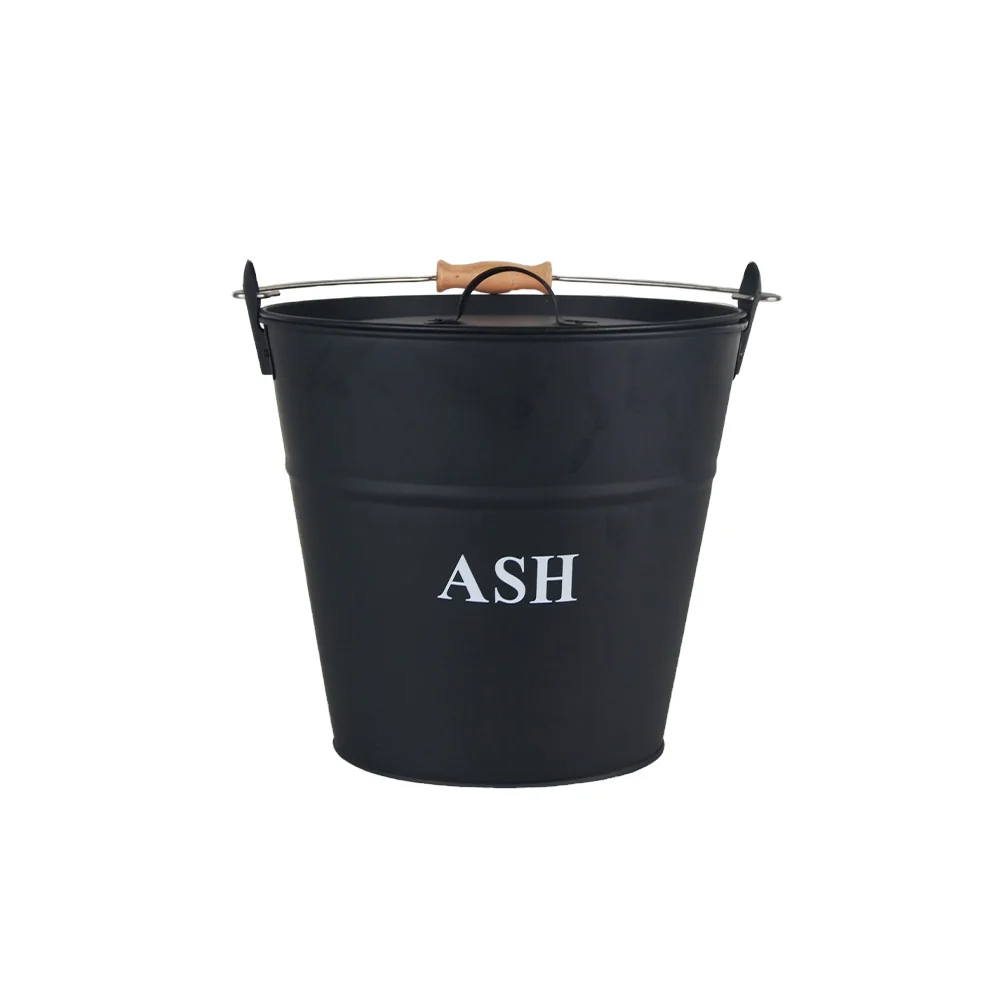 Coal Bucket & Lid black Metal Ash Tidy Bin Coal Carrier Fire Log Burner Kindling ash bucket with lid