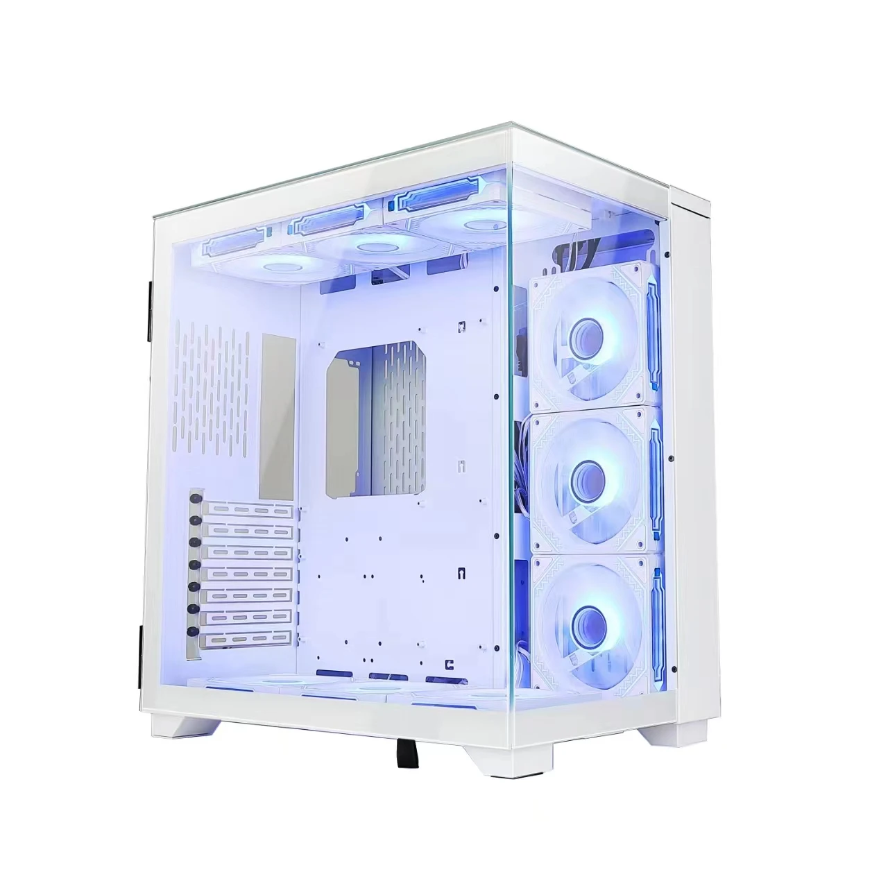Micro ATX Desktop PC Case 3 x 120mm Fans Pre-Installed Tempered Glass Side Panel mATX E-ATX Gaming Computer Chassis