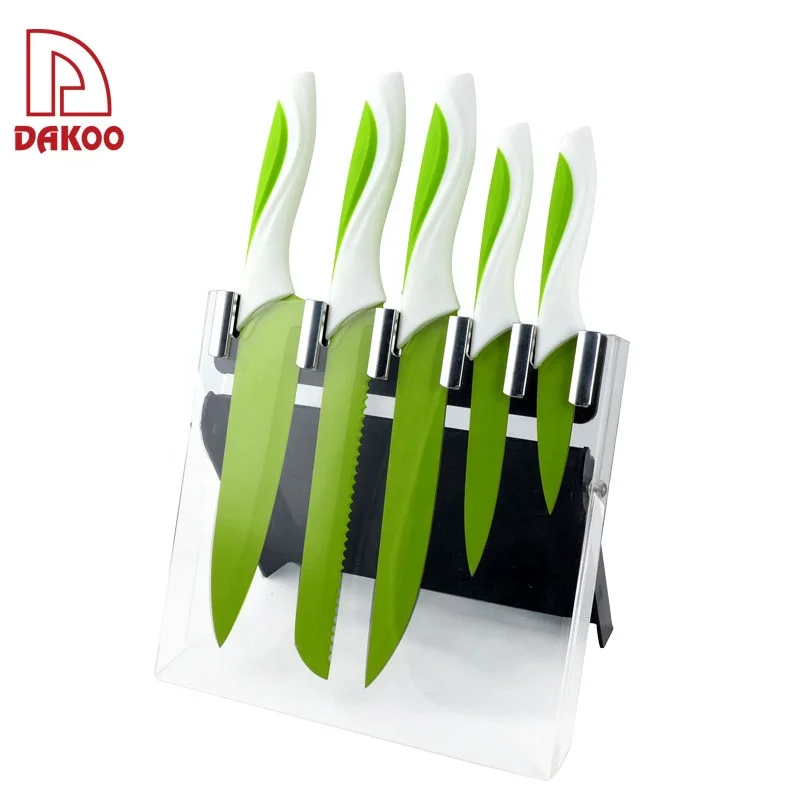 Поставка от производителя, кухонные ножи с антипригарным покрытием, профессиональные наборы ножей с акриловым блоком