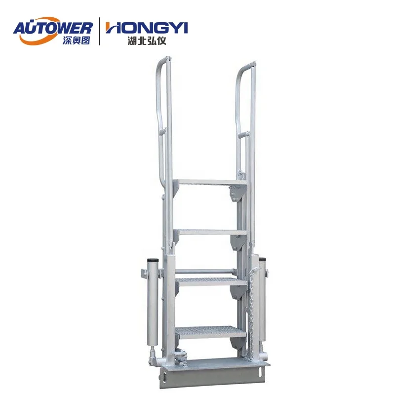 Telescopic Extension 1-6 step Aluminium Ladders platform Folding Stairs With Handrail step for petrochemical industry