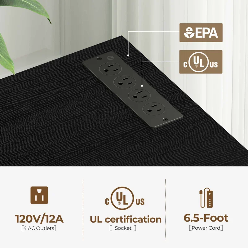 Customized multifunction black TV cabinet with large storage space